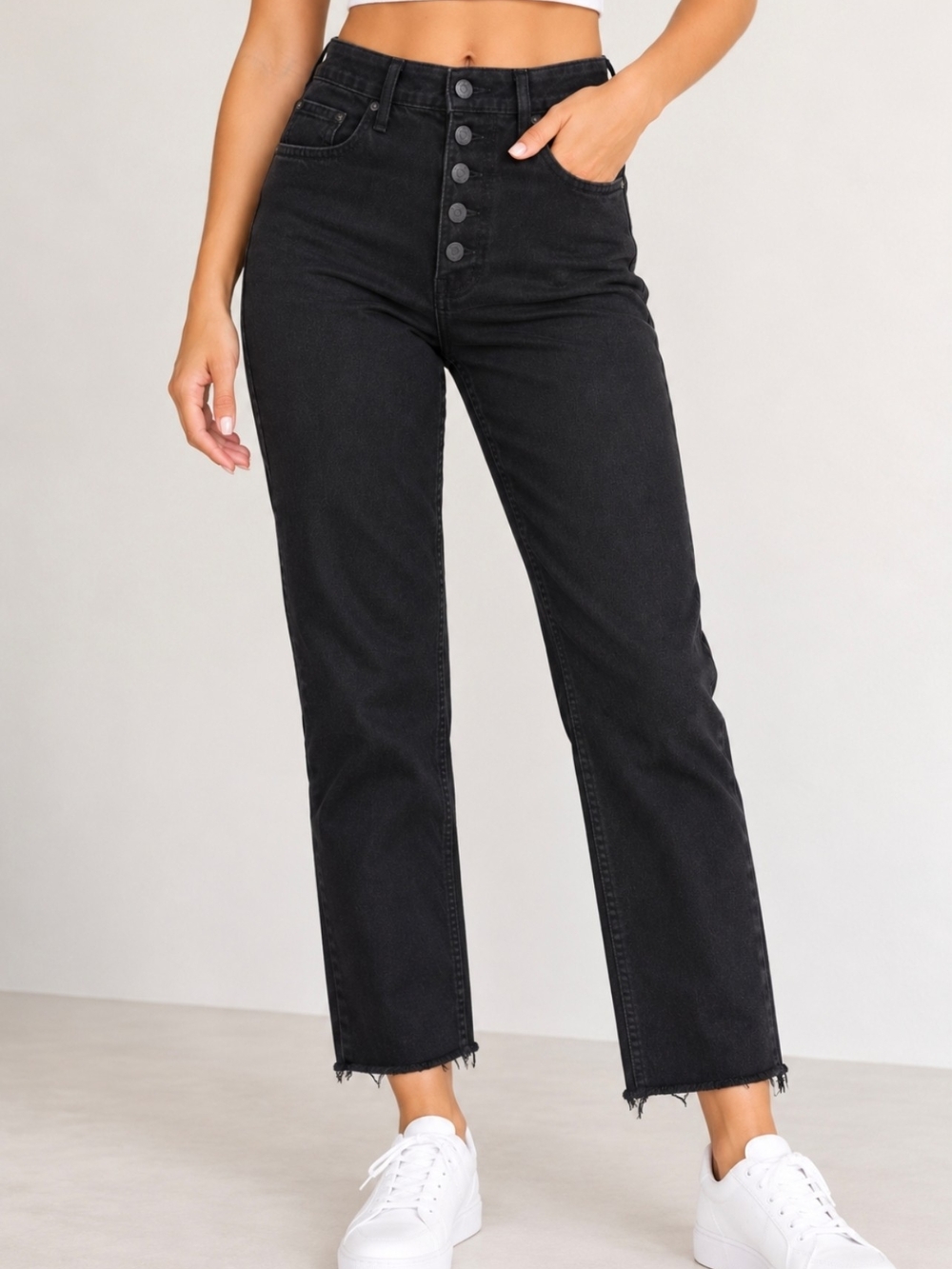 J.Crew Denim Women’s Size 28 Vintage Straight Black Jeans Raw Frayed Hem